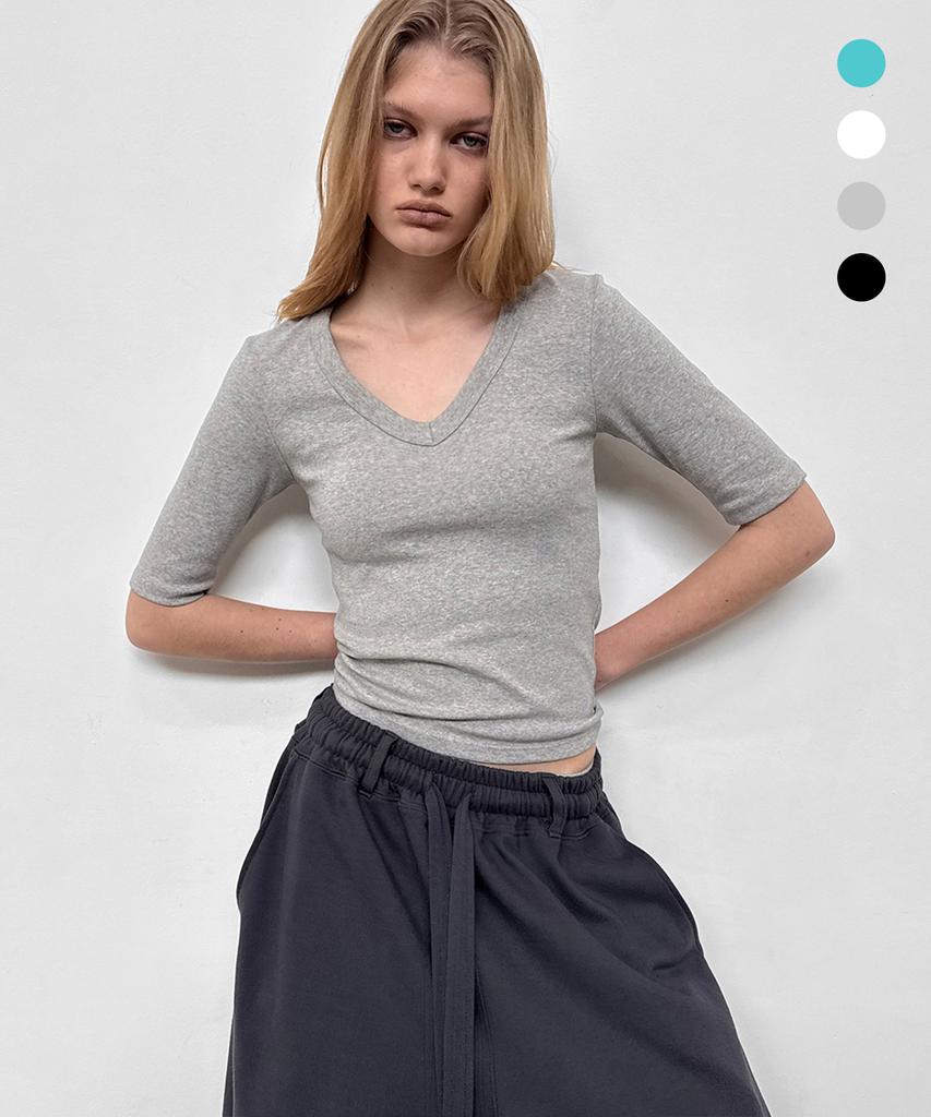 Saendeulig Line.01 V-Neck Tee_4Color