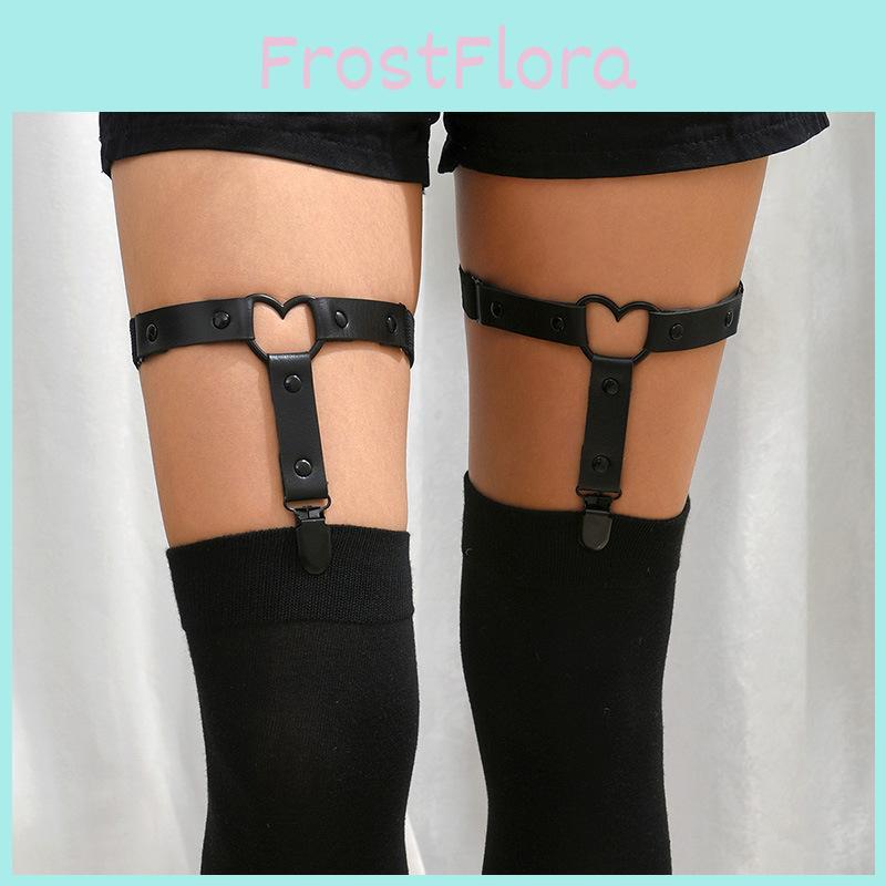Black Heart Sock Clips With Adjustable Tightening For Punk Style Cosplay Accessory