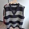 Xiao Wang's Winter Korean Style Plus Size V-Neck Striped Sweater Vest