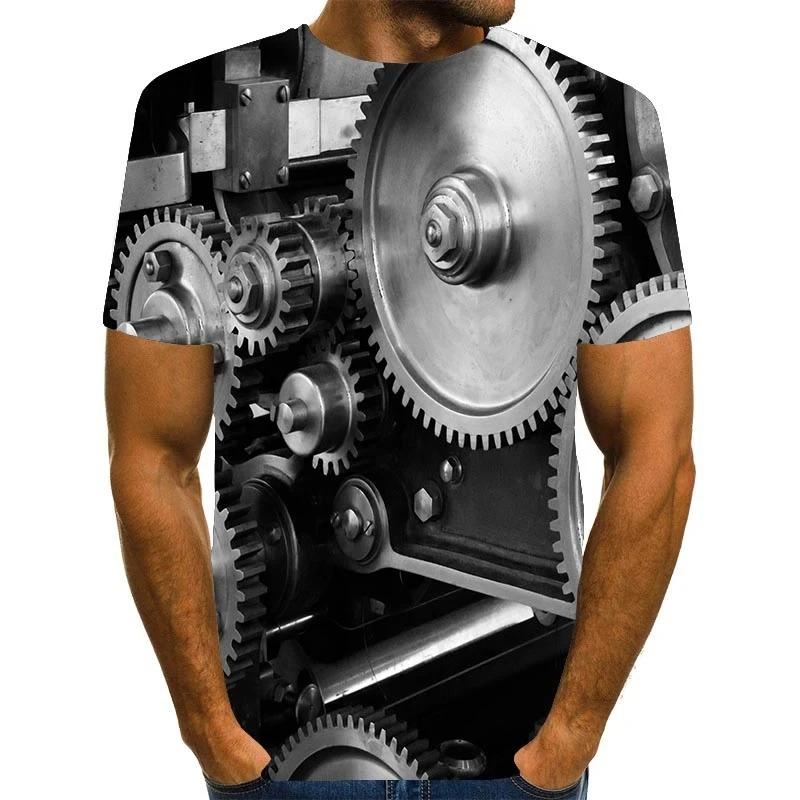 Fashion Summer New Optical Illusion Pattern Men's T-shirt Street Hip Hop Harajuku Round Neck Plus Size Short Sleeve