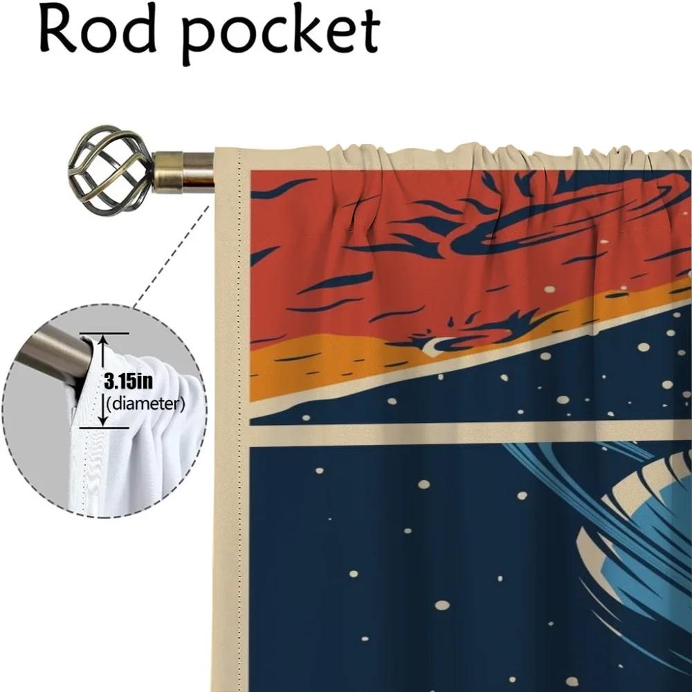 Curtains Child Room Extraterrestrial Blackout Curtain for Room 2 Panel Home Interior Curtains Shades Halloween Decoration Living