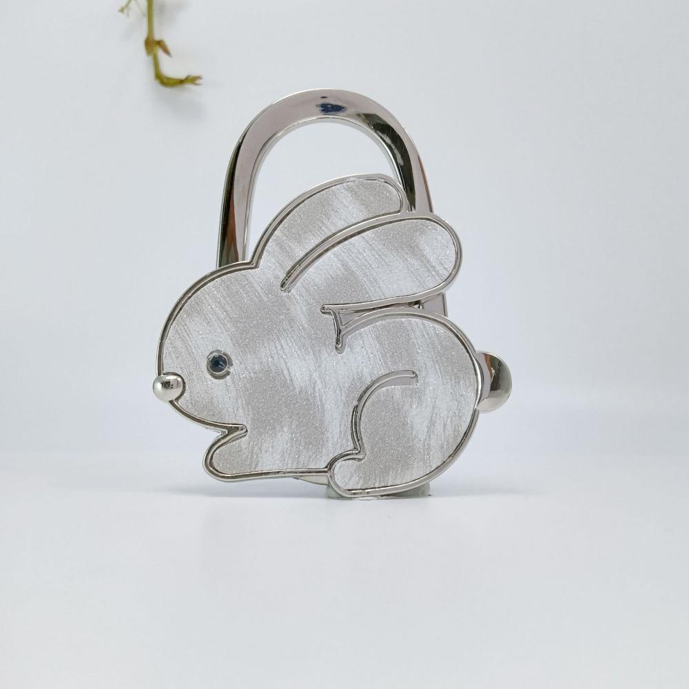 Rabbit Design Adhesive-Free Hooks Foldable Structure Cartoon Purse Hanger Portable Durable Handbag Hook for Women