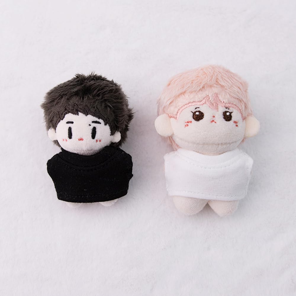Niannyyhouse 5cm & 7cm Plush Clothes, Plain T-Shirt Set of 2, Cotton Doll Outfits, Accessories, Dress-Up (a1)