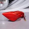 Fashion Red High Heels 2025 New Wedding Shoes Women's Light Mouth Stiletto Patent Leather Sexy Temperament Single Shoes