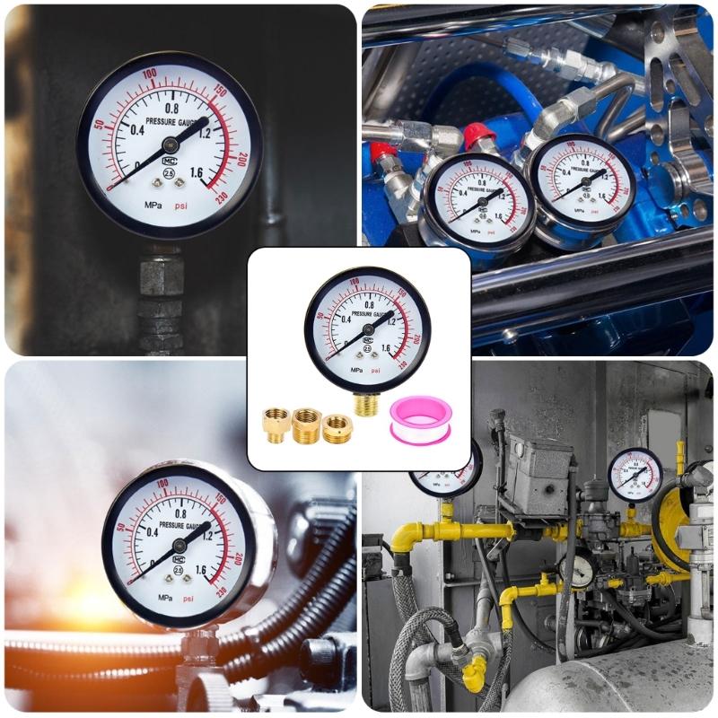 High Precise Pressure Gauge Set with 3Connectors Ensures Safe &Efficient Operations Of Air Compressors For Professional