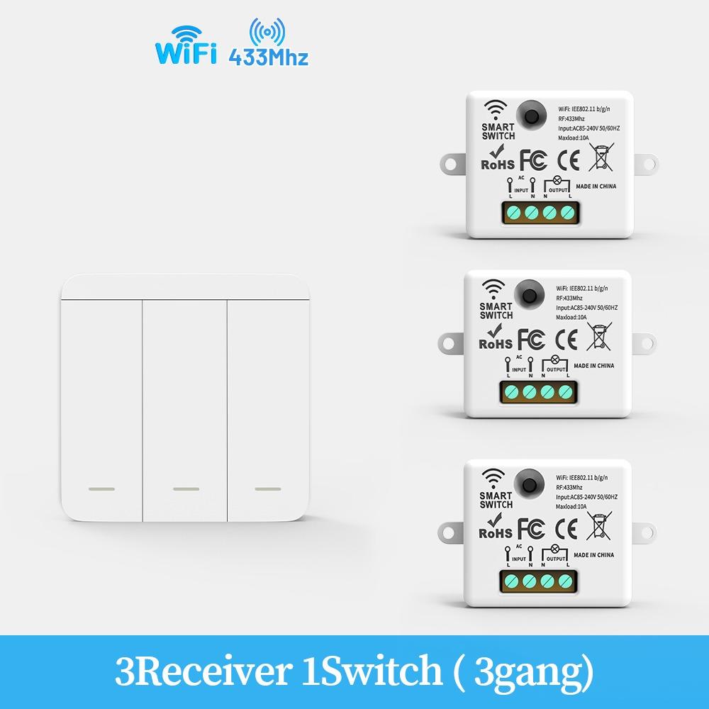 1/2/3Gang Wireless Smart Switch 433MHz Remote Control Switch Wall Panel Switch  Home Automation