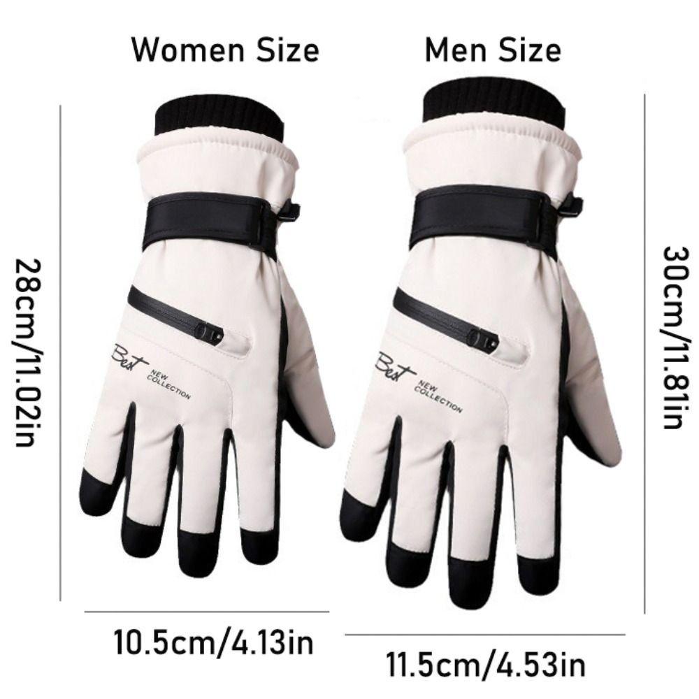 With Zippered Pocket Touchscreen Gloves Full Finger Motorcycle Gloves Windproof Ski Gloves  Camping