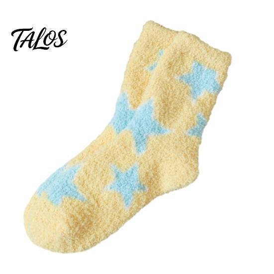 Warmth Retaining Sleep Socks Coral Fleece for Women, Soft Thermal Crew with Non-Binding Winter Gift Cold Feet Top, Fuzzy Cute Prints Autumn Velvet