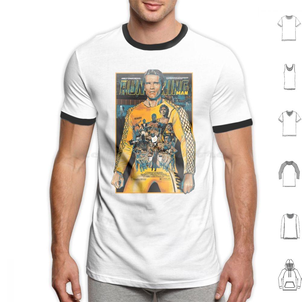 The Running Man Poster T Shirt Big Size 100 Cotton The Running Man Arnie Schwarzenegger Movie Action 80s Retro Geek Arnold