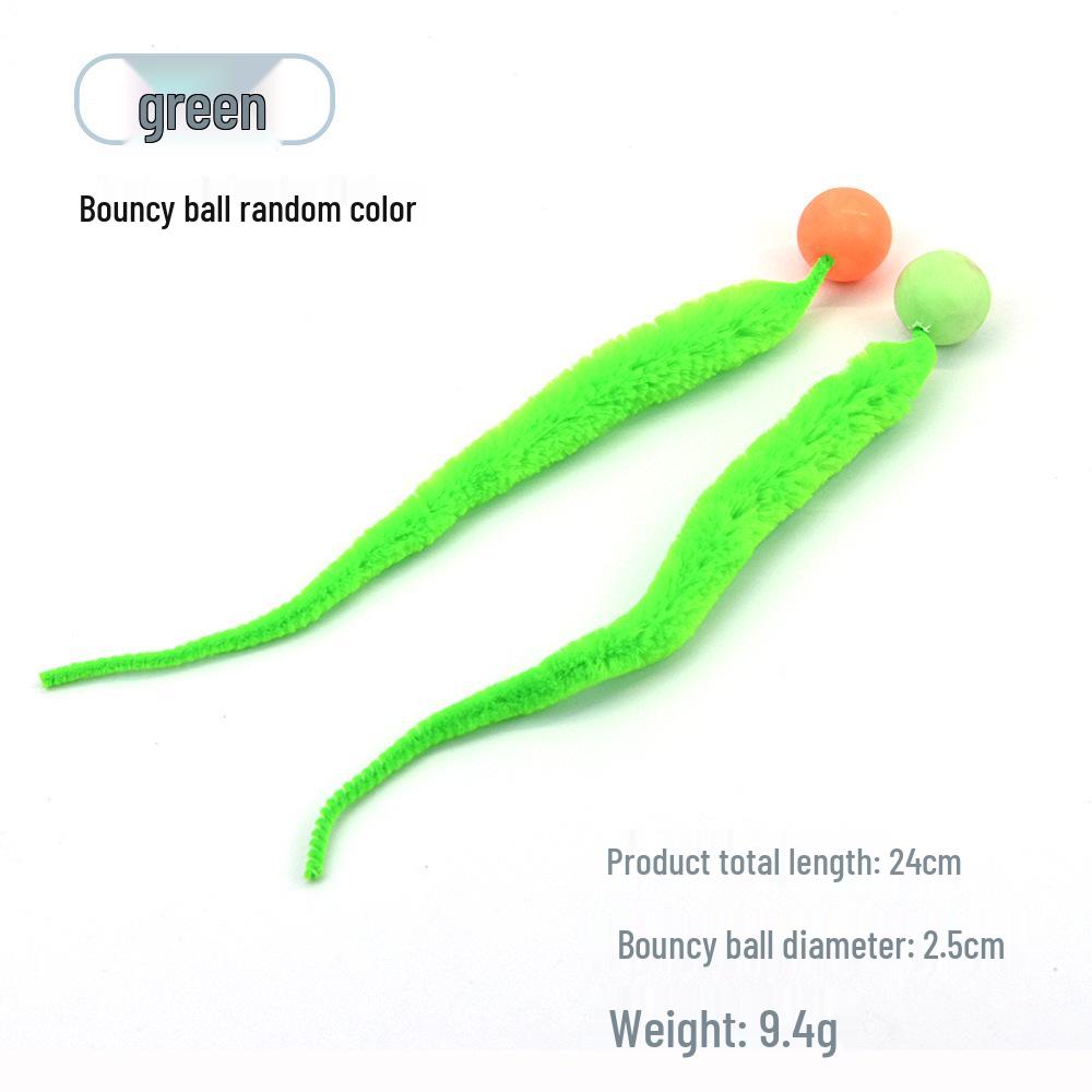 Solid Color Elastic Ball & Caterpillar Teaser Stick Kitten Toy