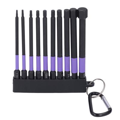 10Pcs Impact Bit Set TS2 Alloy Steel 4in 100mm Violet High Strength Magnetic Screwdriver Bit Set