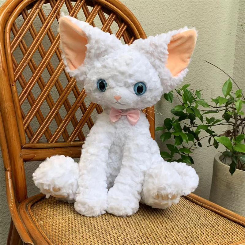 Süße Schwarze Katze Plüschtiere Kissen Khaki Lockige Kuki Schwarze Katze Devon Rex Puppe Stofftiere Festliche Geschenke Für Kinder Geburtstag Mädchen