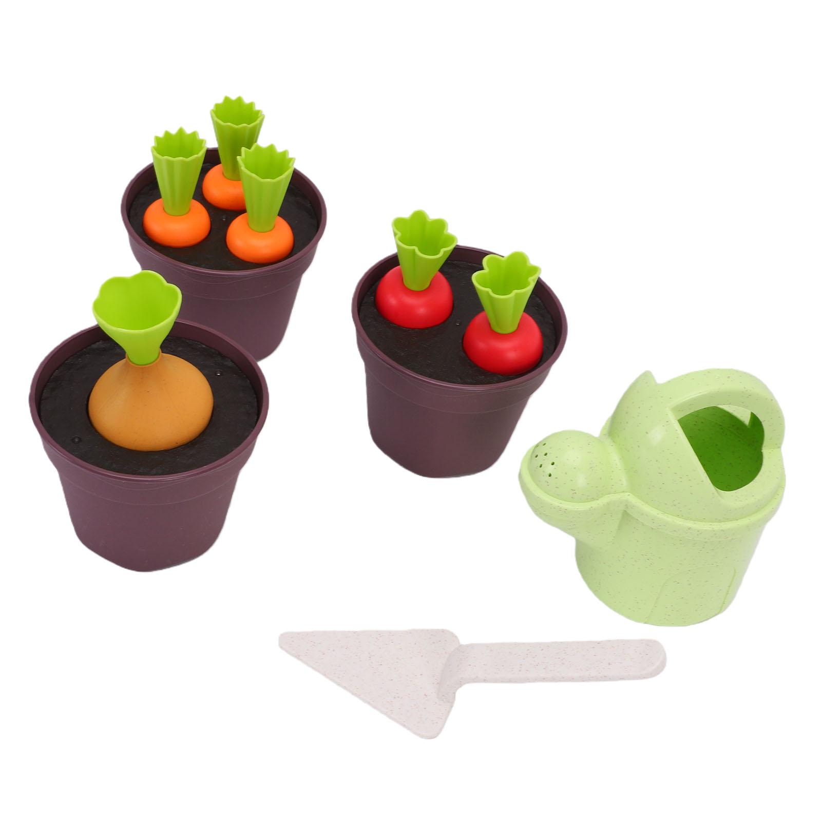 Toddler Gardening Set 3 Lifelike Vegetables Watering Can Shovel Lightweight Interactive Toddler Planting Set