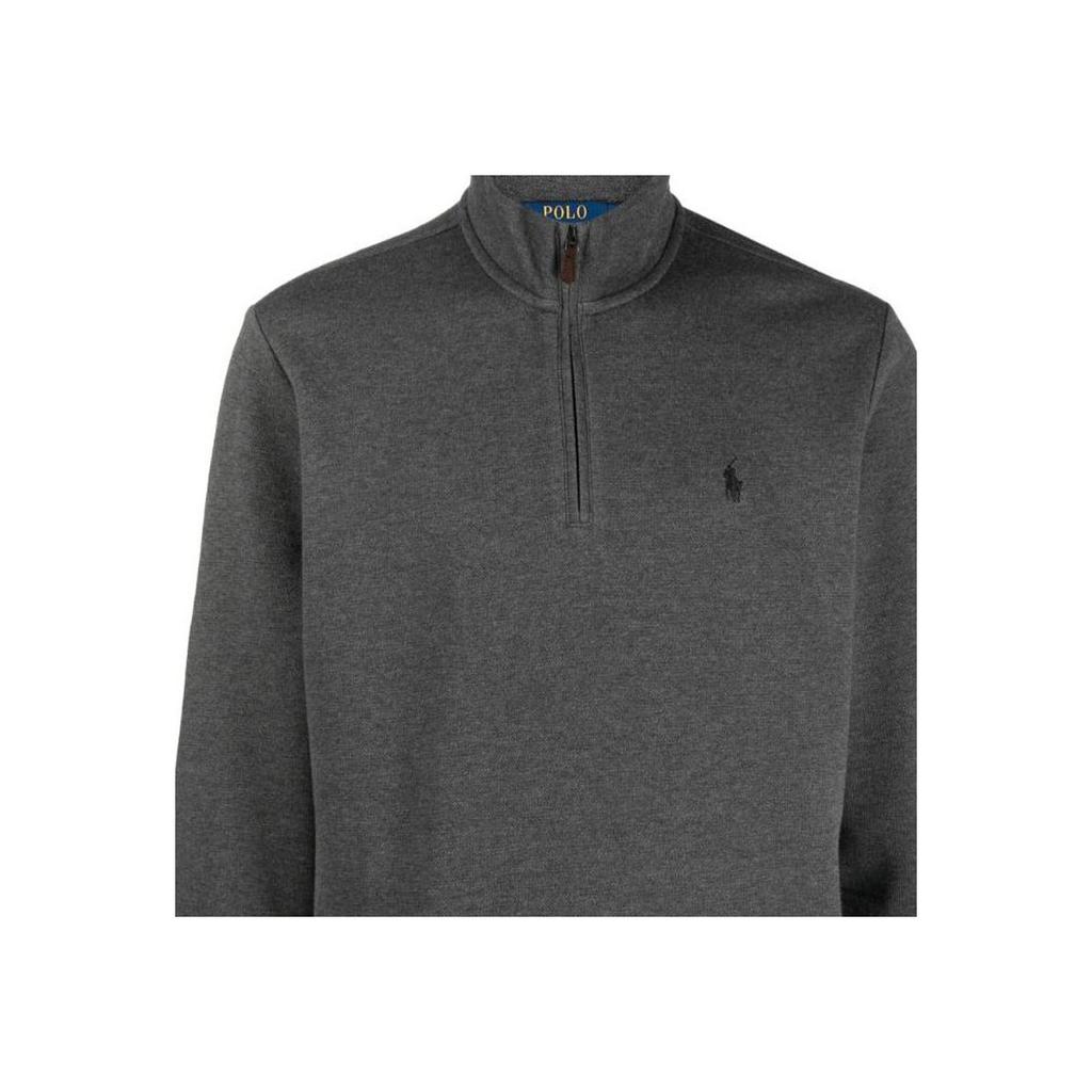 Polo Ralph Lauren Solid Logo Mock Neck Half-Zip Long Sleeve Sweater Men sweater Gray 710909883-003