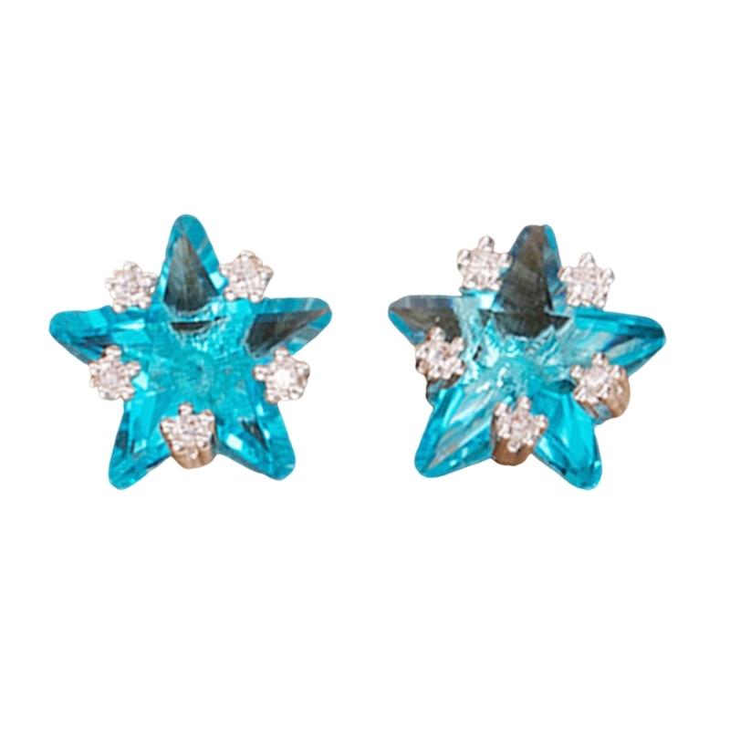 

Multicolor Rainbow Star Shaped Earrings Sturdy Cubic Zirconia Jewelry Gift For Women синій
