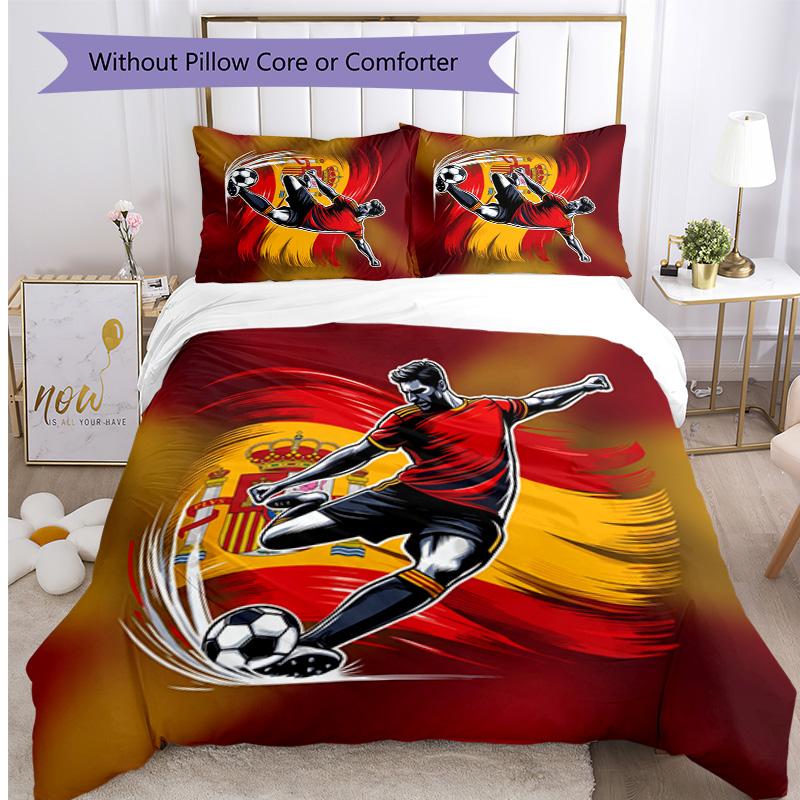 Set Lenzuola Stampate Caldo e Traspirante 3 Pezzi Spagna Calcio, Come Regalo per Inaugurazione Casa o Festa