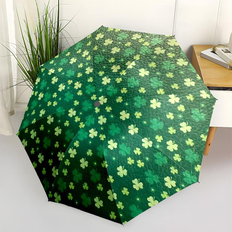 

1pc Clover Pattern Automatic Opening/Closing Umbrella with Operation & Windproof Canopy - Folding Design, Holiday Gift yy260225109
