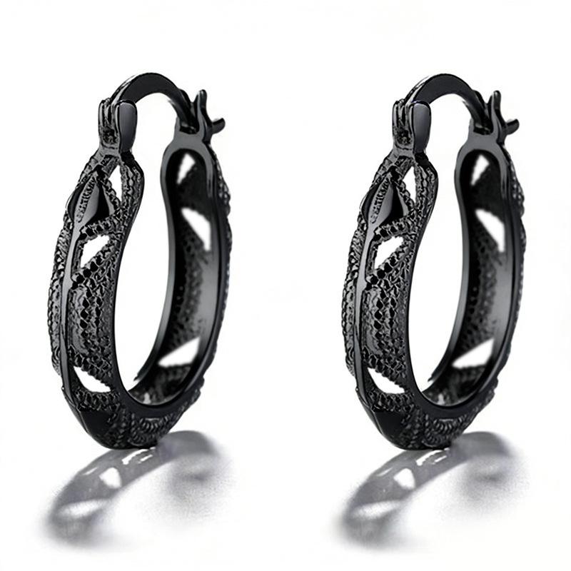 Женские ажурные серьги Cao Shitemu из серебра с медным покрытием: Европейско-американский креативный простой дизайн Gold чёрный