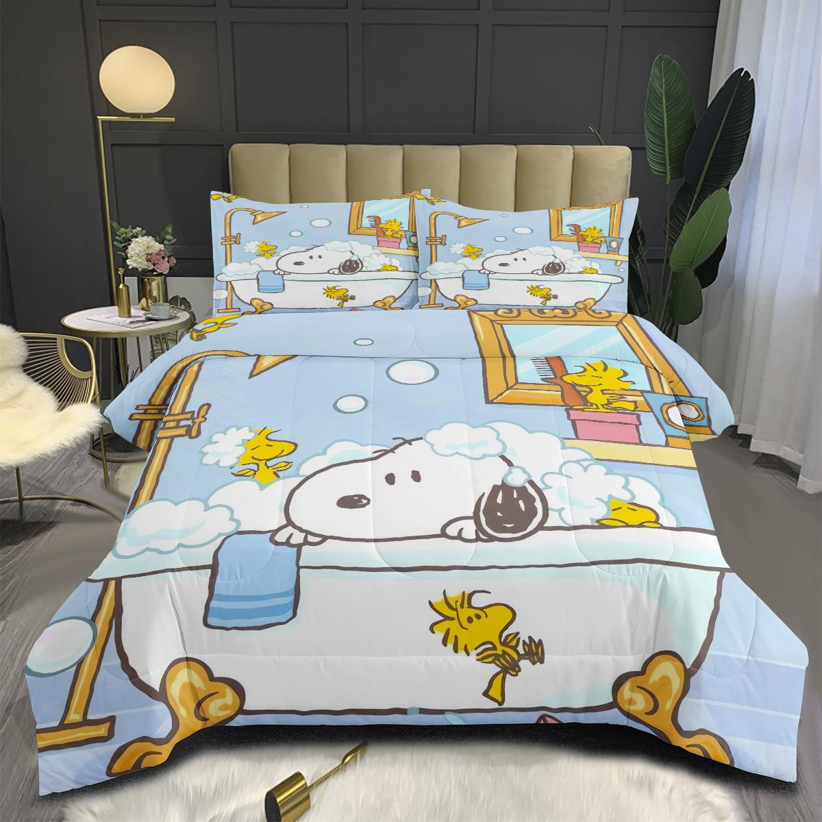 Cinnamon Cartoon Fat Quilt Three-piece Set Cute Digital Printing Rain Silk Quilt Cover 140*200cm