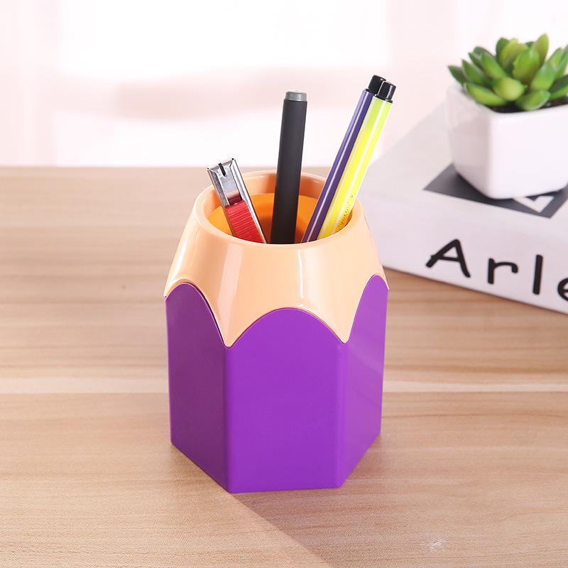 Multifunctional Large Capacity Color Block Pencil Holder for Office and Study