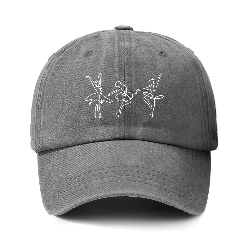 Ballet Dancers Line Art Washed Baseball Cap Adjustable Cotton Vintage Outdoor Sun Hat