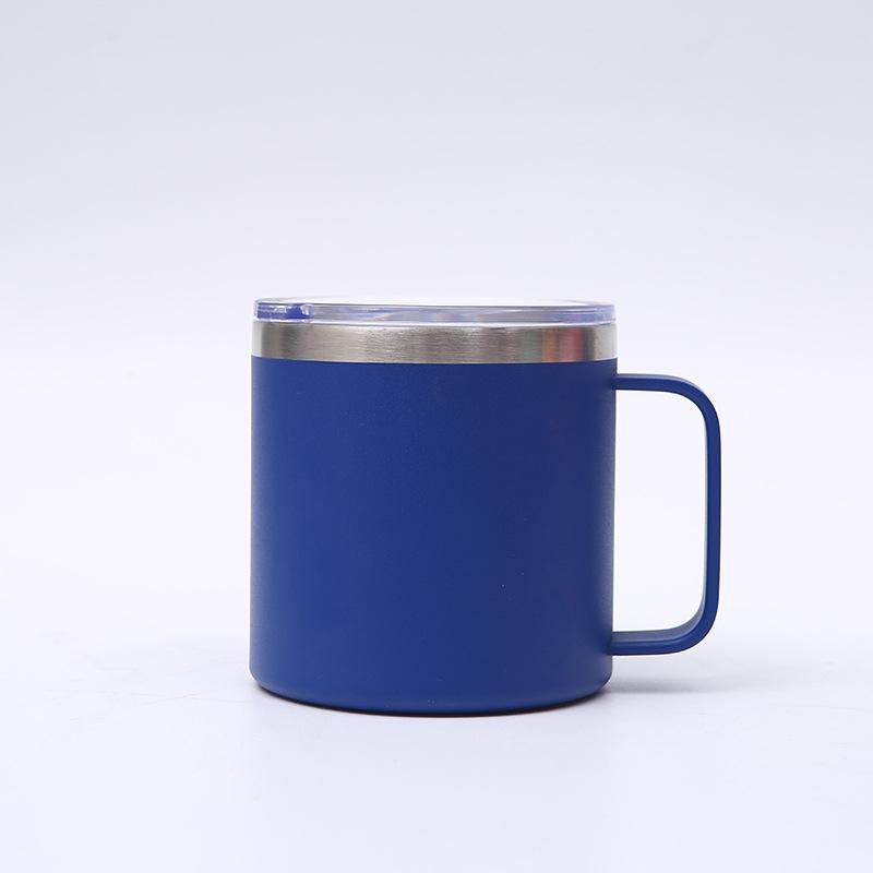 Custom Print Logo Vacuum Insulated 12oz Coffee Mug Cups with Handle Colorful Double Wall 14oz Sliding Lid Tumbler