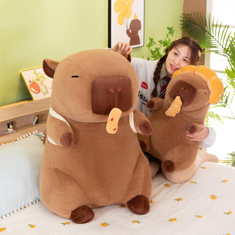 Spicy strip backpack kapibara plush toy croissant capybara snot doll can pull doll