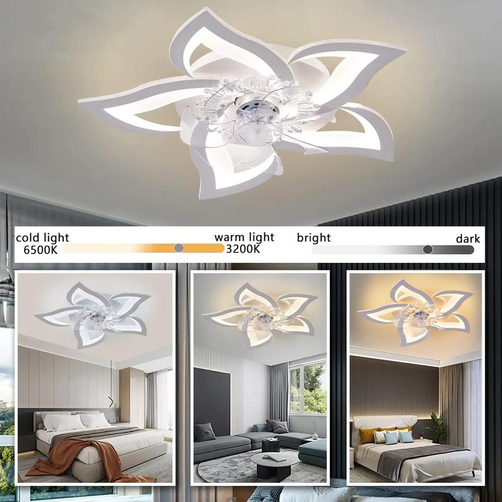 Smart Remote LED Ceiling Fan Light, 85-265V, Minimalist American Style for Bedroom