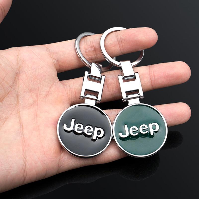 För Jeep Zinklegering Bil Logotyp Nyckelring Metall Nyckelring Auto Tillbehör För Jeep Grand Cherokee Wrangler JK Gladiator Compass R