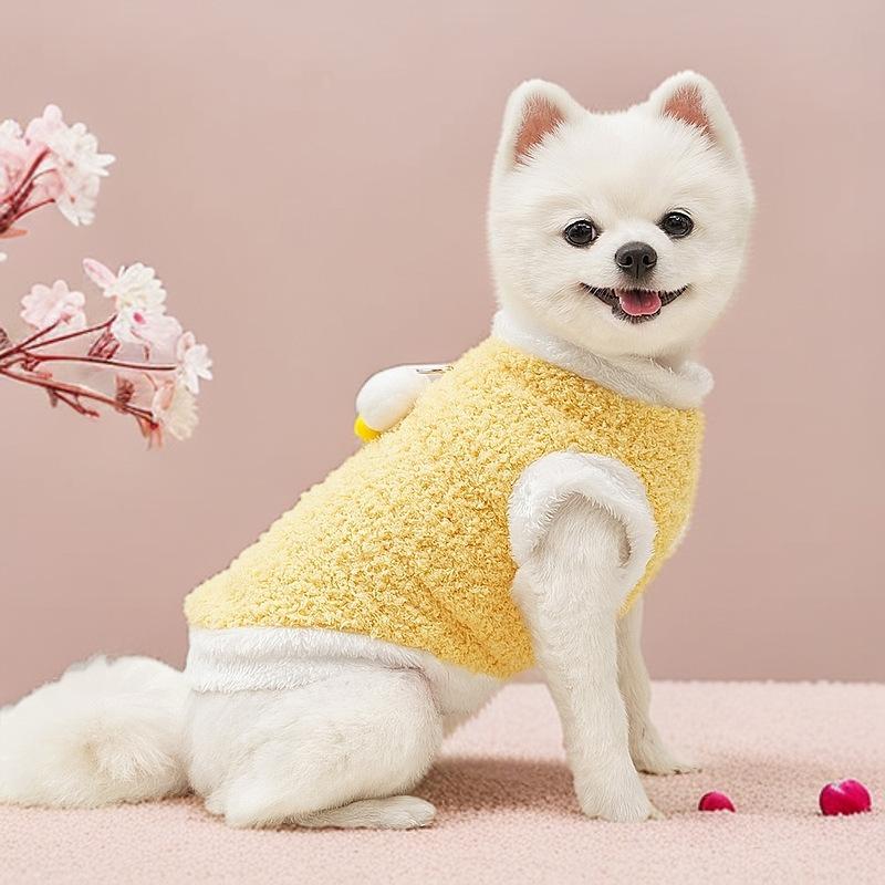 Cute Googly Eye Pet Vest for Small Dogs - Soft Fluffy Puppy Clothing (4 Colors) Warm Pet Apparel