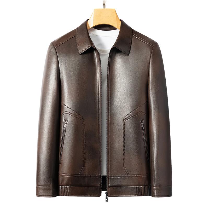 ROMON Men's Faux Leather Lapel Jacket