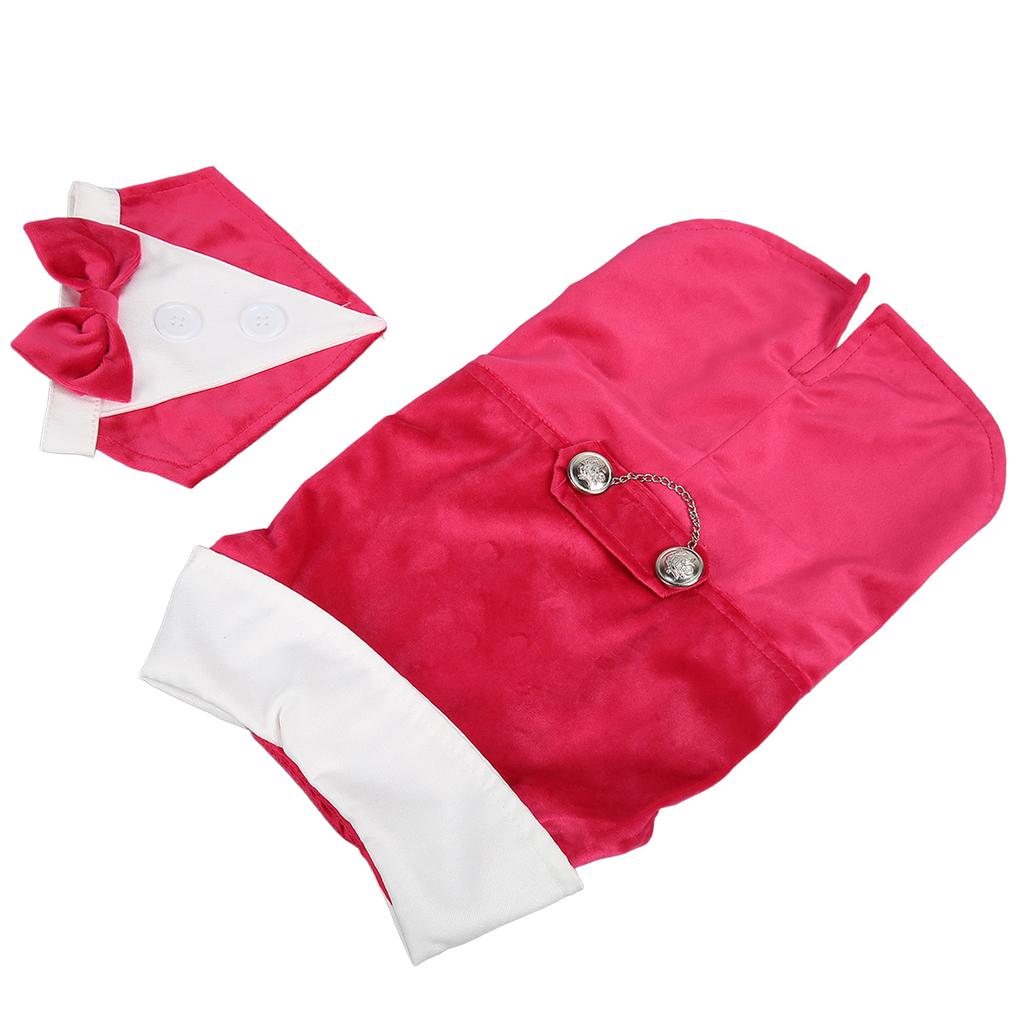 Dog Suit Soft Hook and Loop Closure Stylish Pet Formal Clothes with Bow Tie for Wedding Party Daily Rose Red