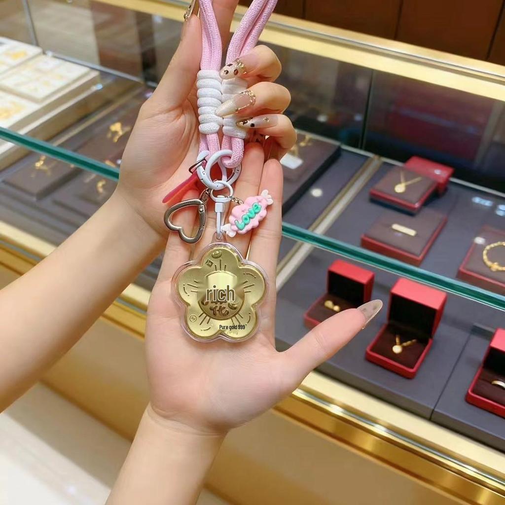 Nyckelring med ren guld lycka - Gåva för välstånd och tur till vänner