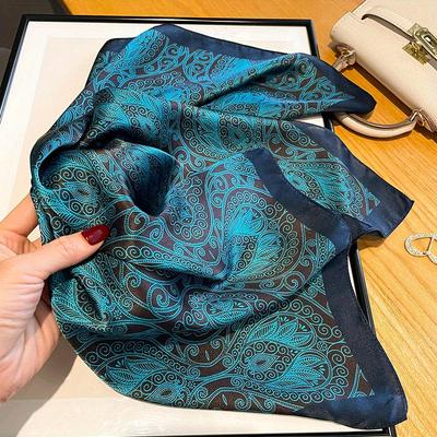 Luxury Paisley Print Square Scarf Sunscreen Ladies Neck Kerchief UV Protection Head Wrap Women Fashion Accessory