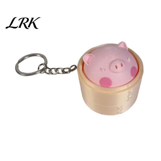 Finger Clicker Keyring 3D Printed Steamed Bun Keychain, Stress Relief Push Button Fidget Toy Toy, Pendant Backpack Handbag Charm Collectible Keychain