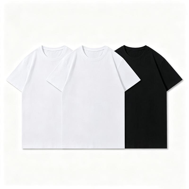 3PCS Summer Cotton T-shirt Men Women T-shirts Fashion Harajuku Short-sleeves Solid Color Tops