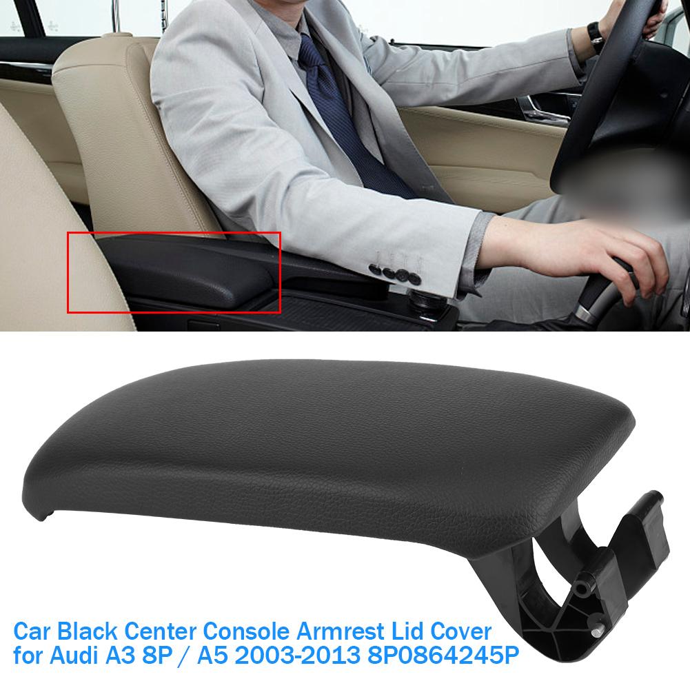 Car Black Center Console Armrest Lid Cover for  8P /  2003‑2013 8P0864245P Leather Center Console Armrest Console Armrest