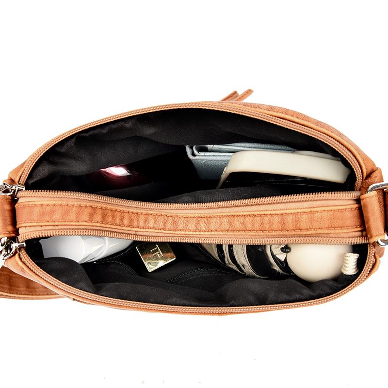 Large Capacity Shoulder Bag Women's Multi-Layer Lightweight Soft Leather Crossbody Bag
