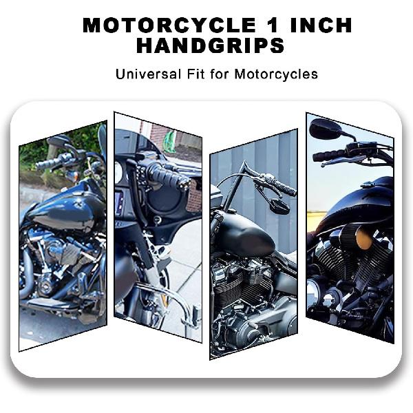 Motorcycle Grips 1" Non-Slip Rubber Handlebar Throttle Grips Motorcycle Handlebar Grips for Harley Davidson Street Glide Sportster 883 Road King Dyna