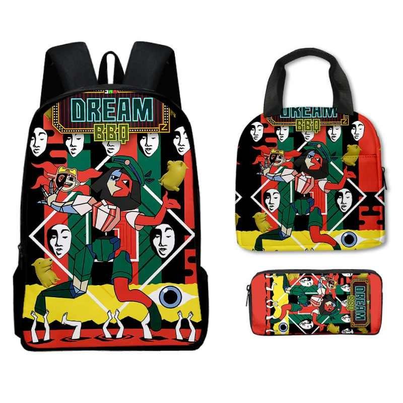 Dream Ena Bbq Pattern Childrens Backpack Lunch Bag Pen Case Set Schoolbag Gift
