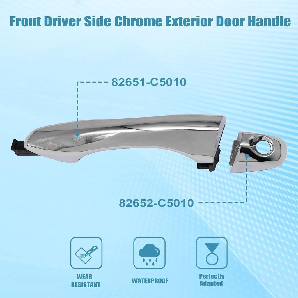 Priprilod Chrome Outside Door Handle Front Driver Side Compatible with Kia Sorento 2016-2020# 82651-C5010 82652-C5010