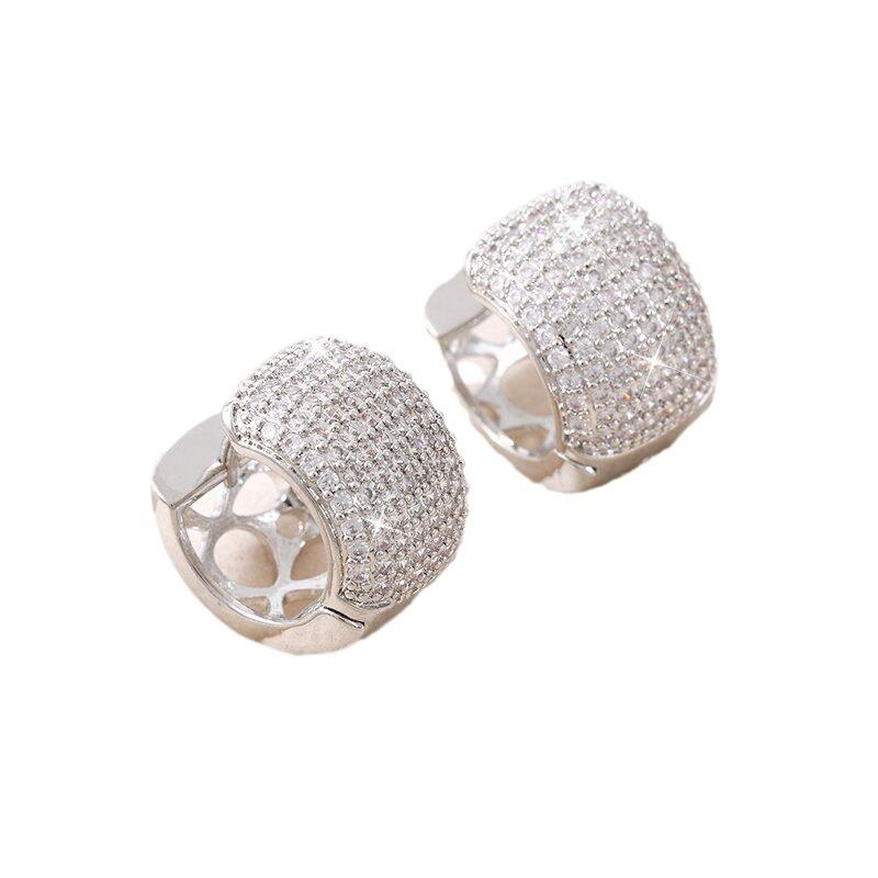 Zinc Alloy sterling Zinc Alloy plated round hollow set with Zircon earrings for women light luxury high sense of simple studs