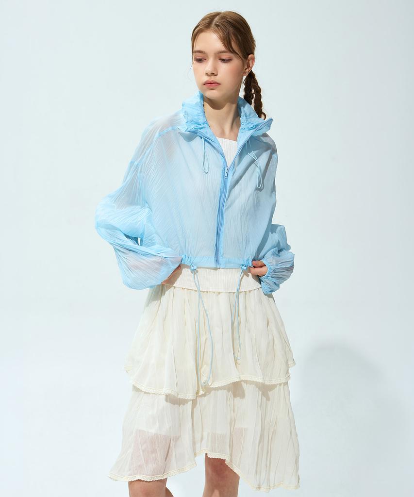 Waiowai Creasing Asymmetrical Layered Midi Skirt Ivory
