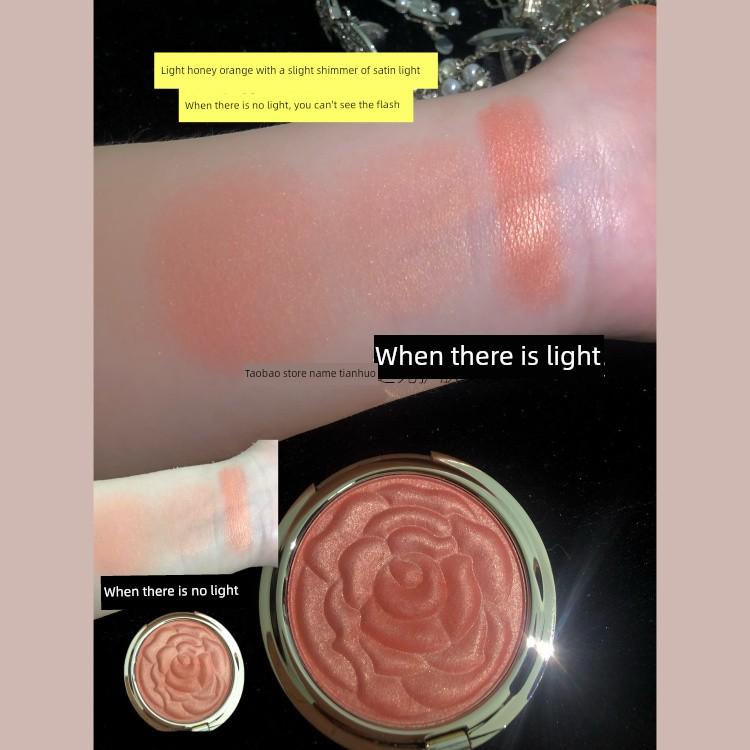 Rose Petal Blush with Pearlescent Shimmer, Satin Finish, Fine Sparkle, Watery Luster, Orange-Brown Pink, Vibrant Apricot Pink