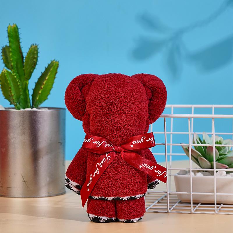 Coral Fleece Little Bear Souvenir Towel: Wedding, Birthday  Women s Day Gift 35*75 Large винно-красного медведя