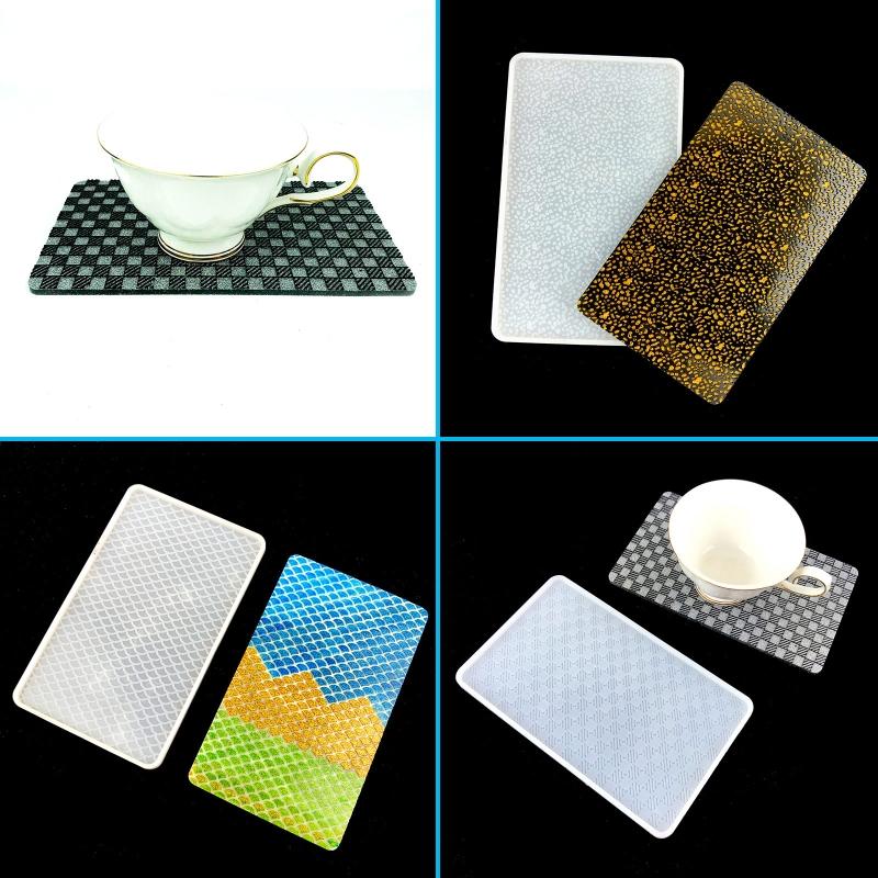 Coaster Molds for Resin Casting Rectangle Resin Epoxy Silicone Molds for Making Coasters Cups Mats Home Decor Craft