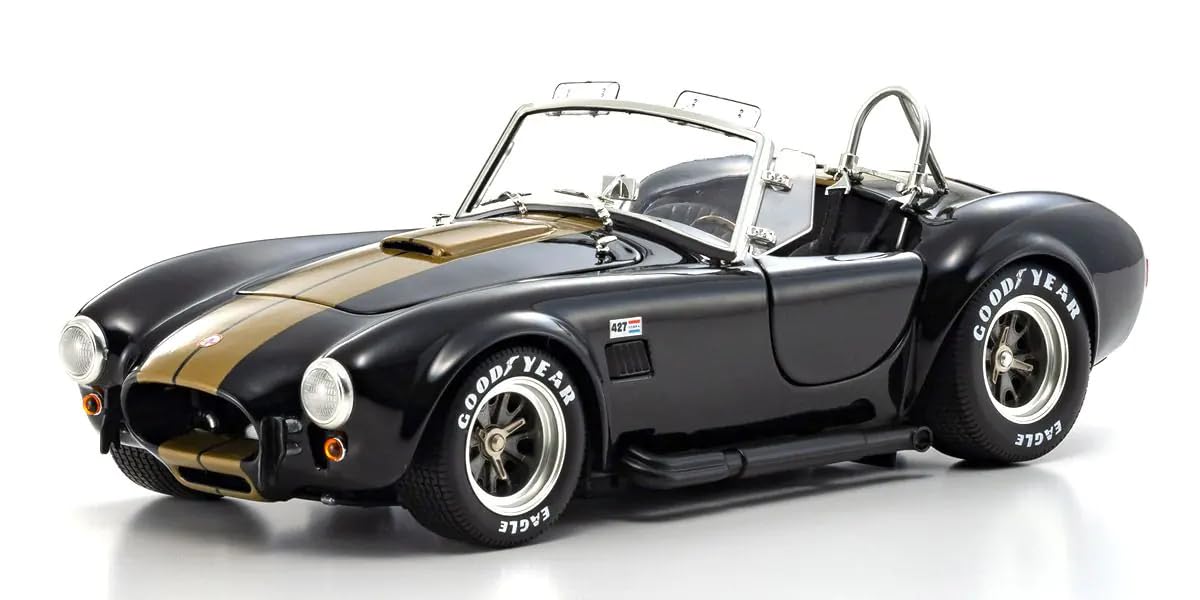 

Kyosho Оригинальная масштабная Shelby Cobra Готовая модель KS08048BKG 1/18 427S/C (Черно-золотые полосы)