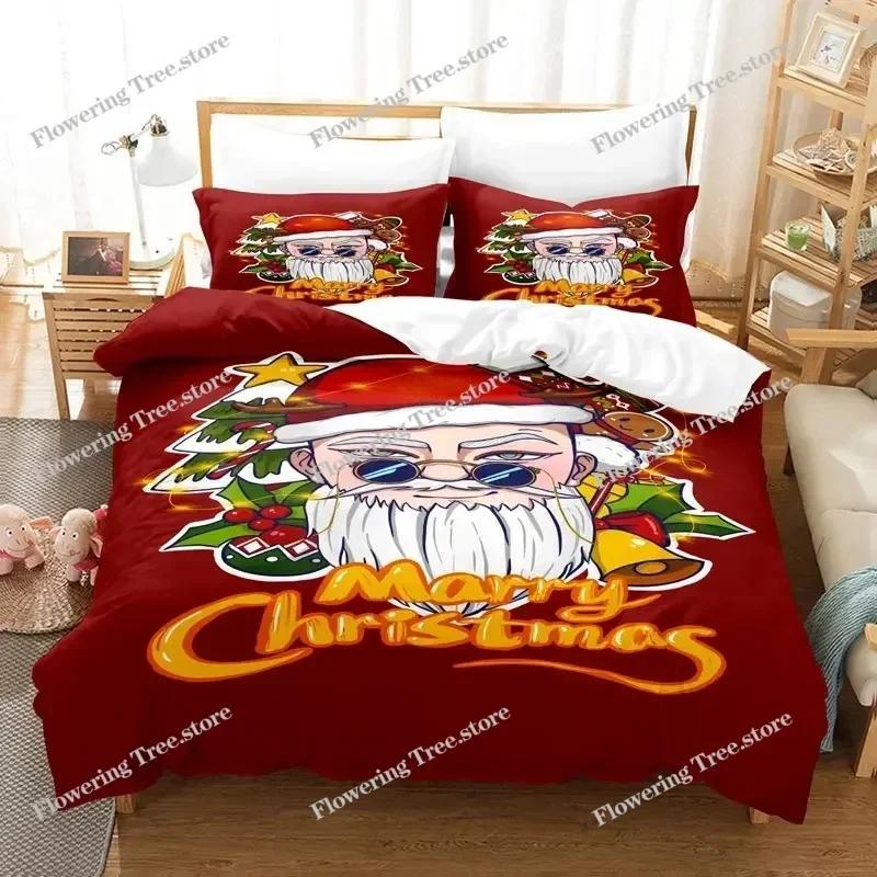 Merry Chrismas Santa Bedding Set Boys Girls Twin Queen Size Duvet Cover Pillowcase Bed Kids Adult Fashion Home Textileextile029