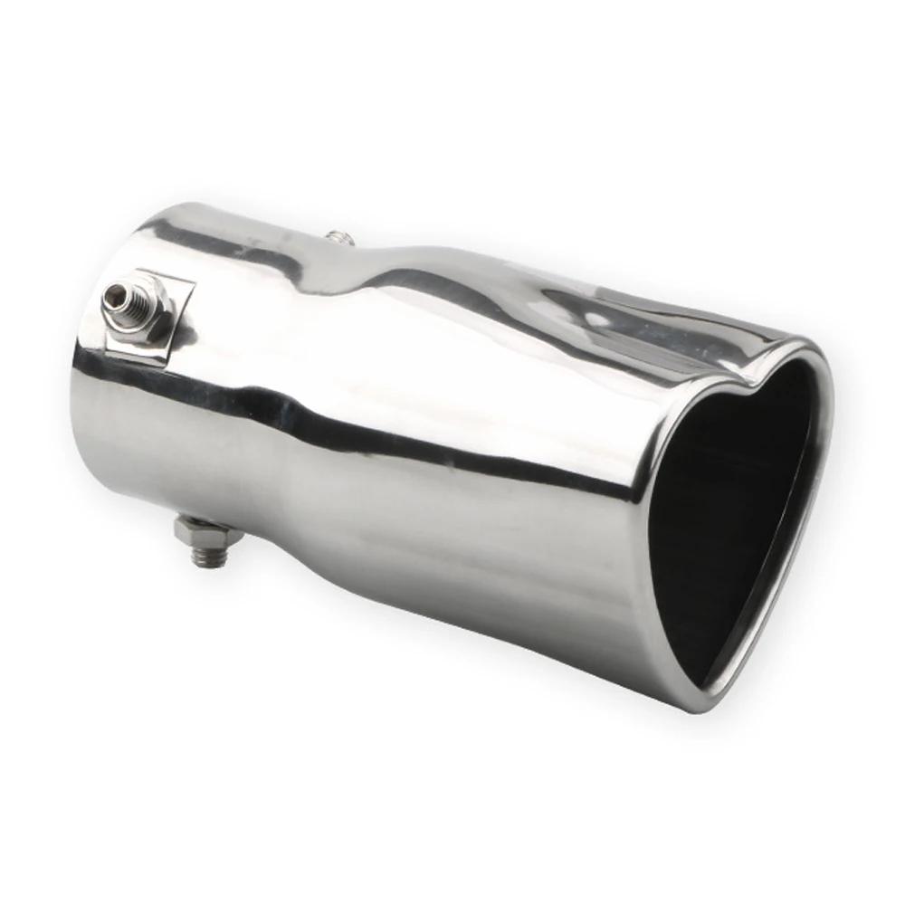 

1PCS Universal stainless steel Heart shaped tail throat 63mm/2.5 tail pipe muffler Car Muffler Tail Throat Modification серебряный