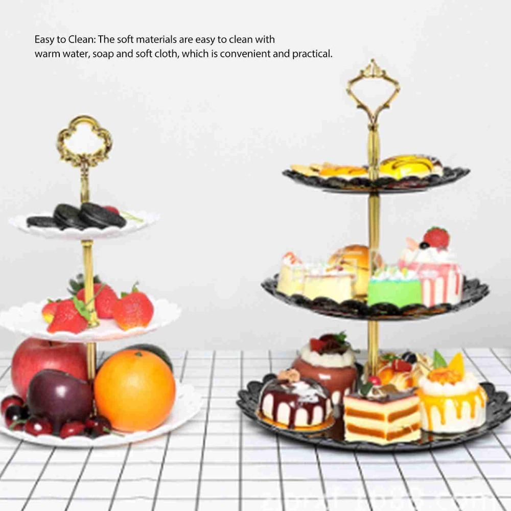 Plastic Material Fruit Cake Display Rack 3 Tiers Cupcake Tower Stand Wedding Party